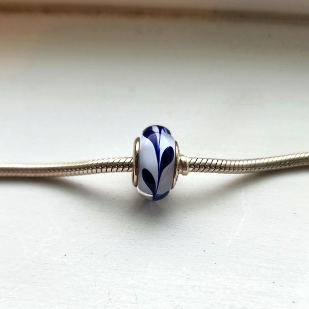 Pandora Silver Charm with Blue Highlights